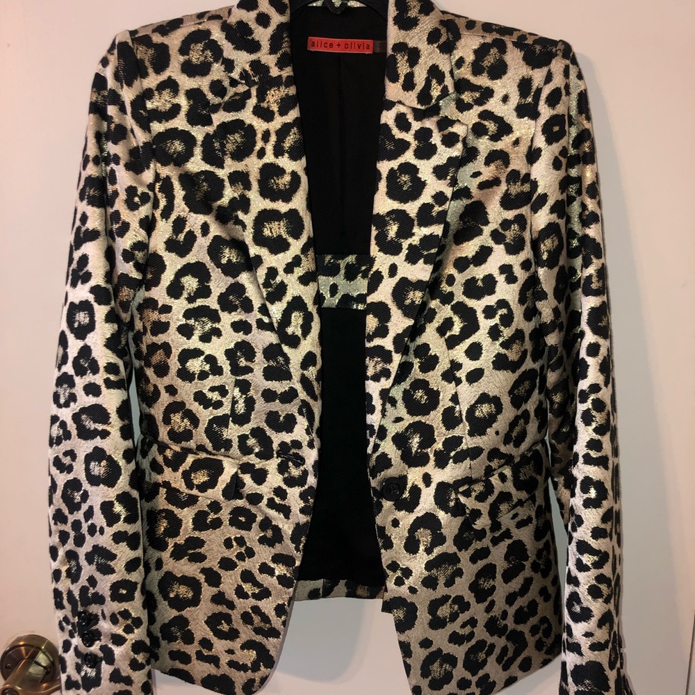 Alice & Olivia metallic leopard blazer. XS